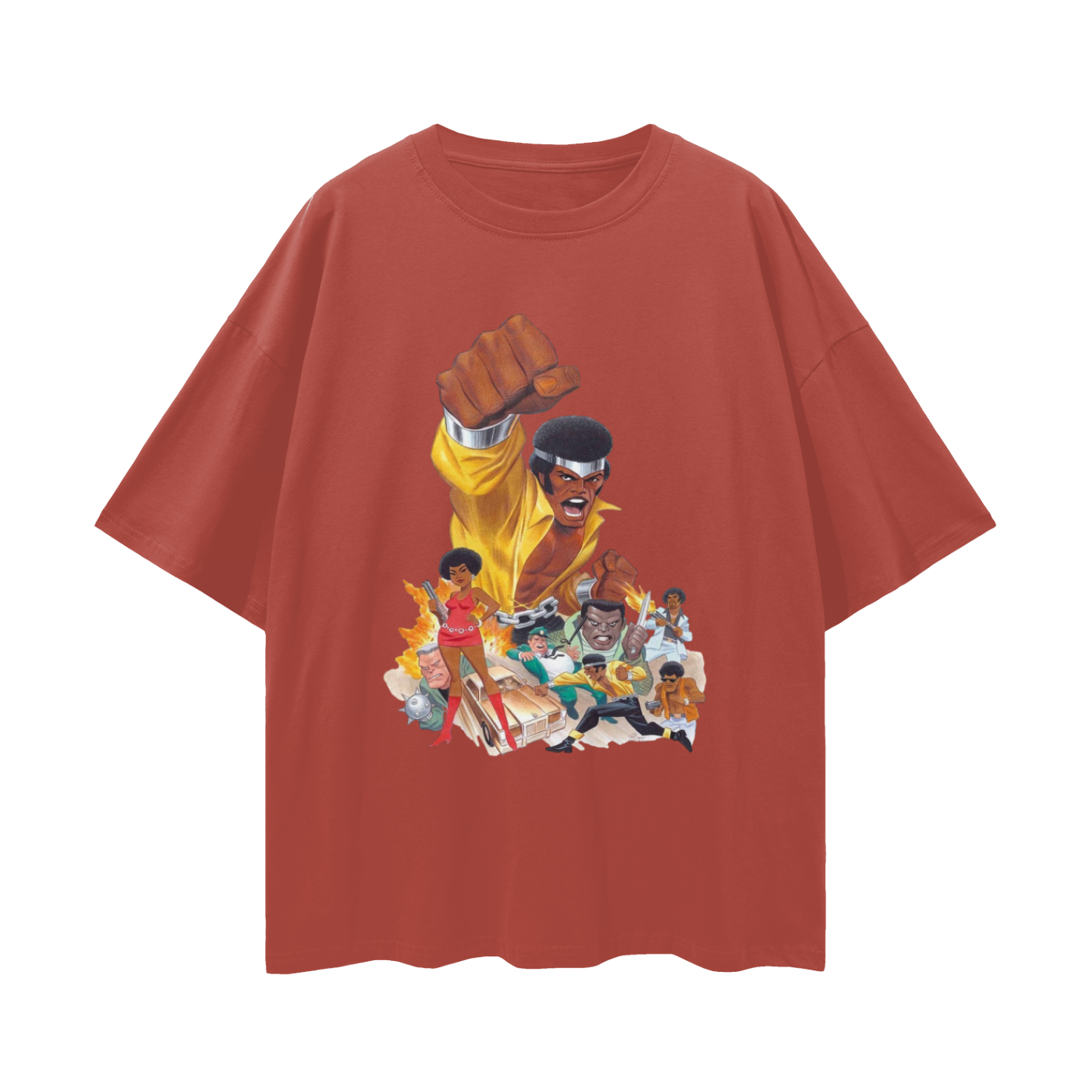 Bruce Timm’s Power Man 90s Vintage Like Graphic Oversized T Shirt