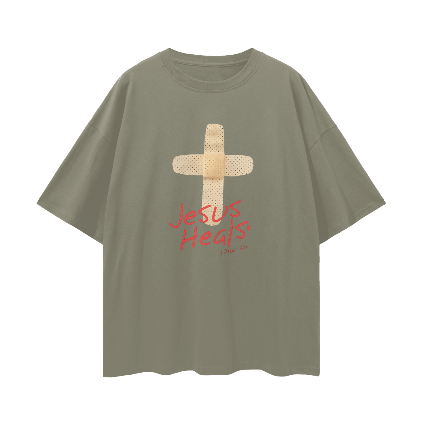 Religous Vintage/Y2K Jesus Heals Band Aid Oversized T Shirt