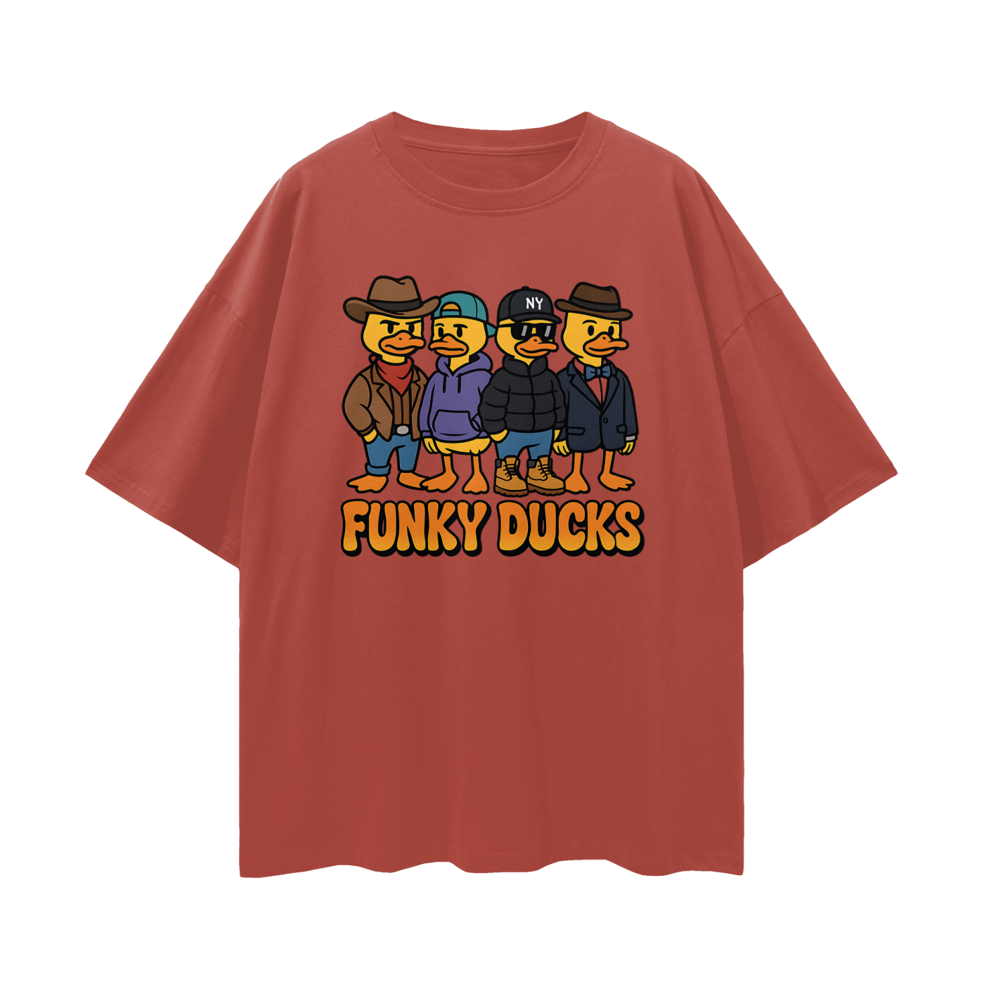 Vintage/Y2K Funny Funky Ducks Graphic Oversized T Shirt