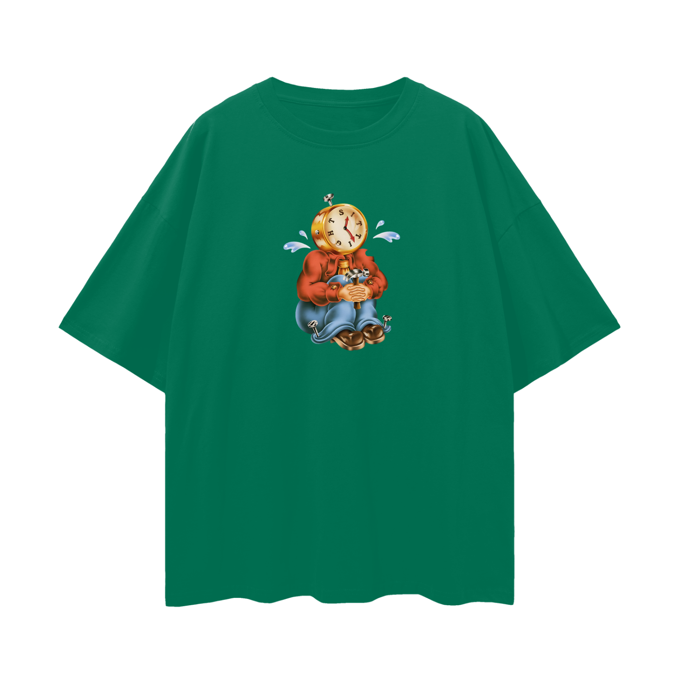 Sitting Clock Man Like 90s Y2K Vintage Like Graphic Oversized T Shirt