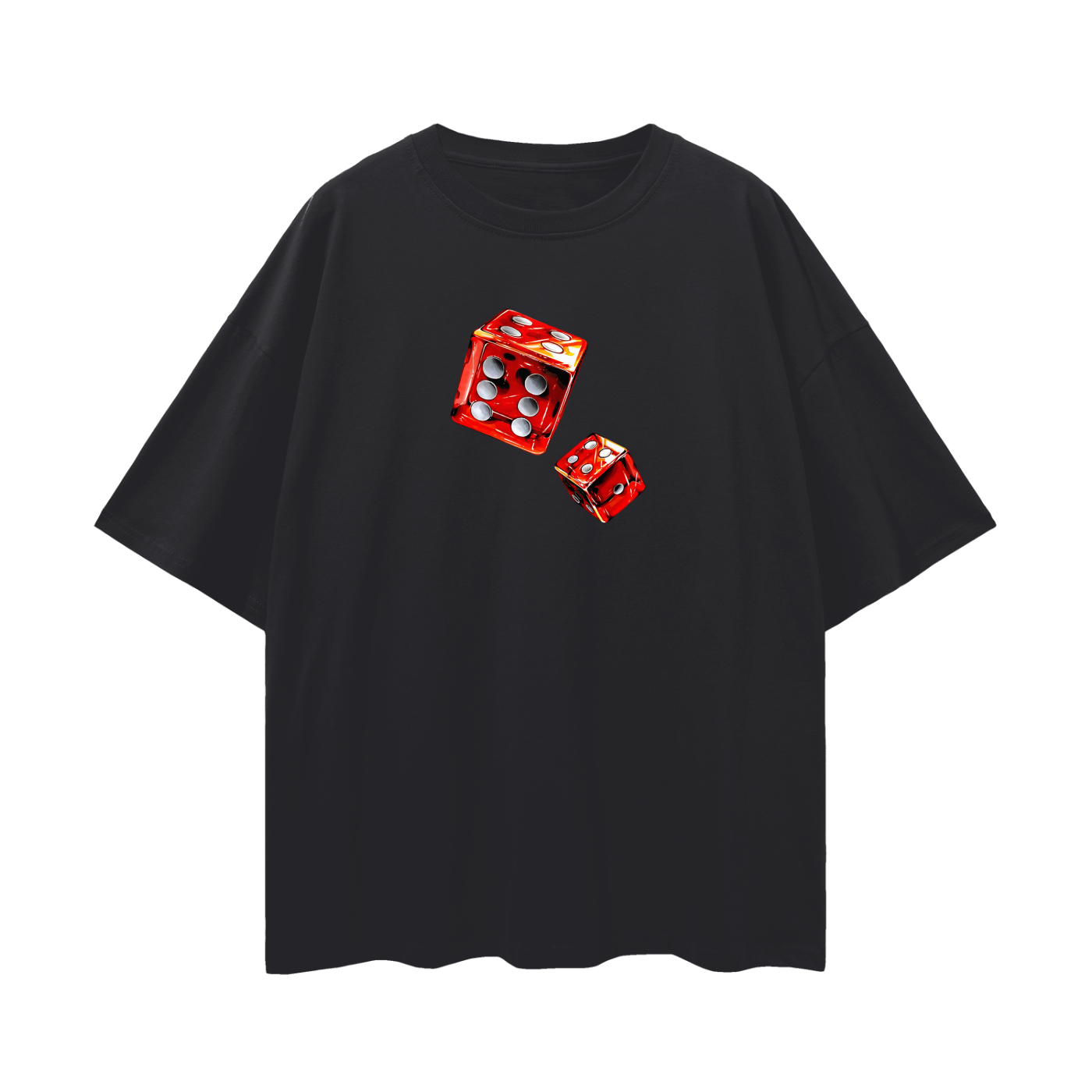 Vintage Like Dice Rolling Graphic Oversized T Shirt