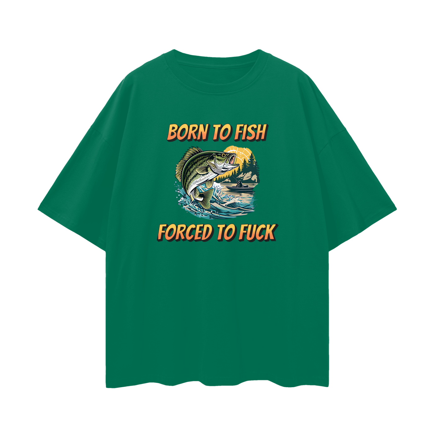 Funny Fishing "Forced To Fish" Oversized T Shirt