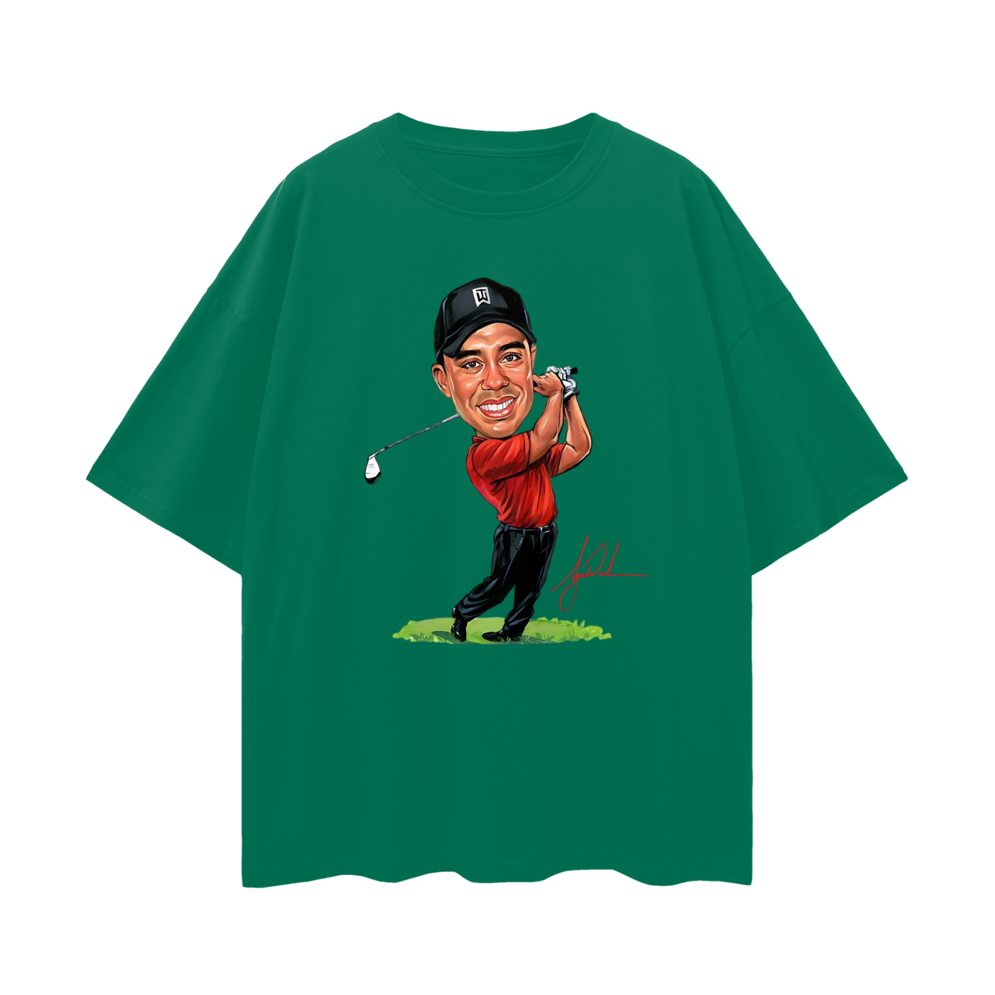 Vintage Like Tiger Wood Cartoon Graphic Oversized T Shirt