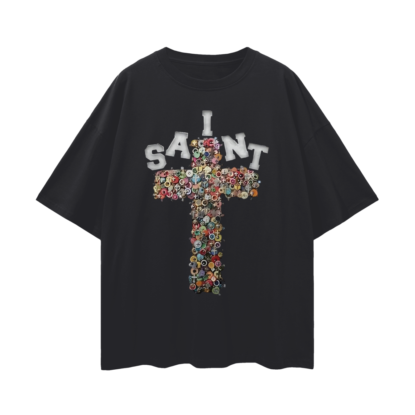 Vintage Like Saint Cross Oversized T Shirt