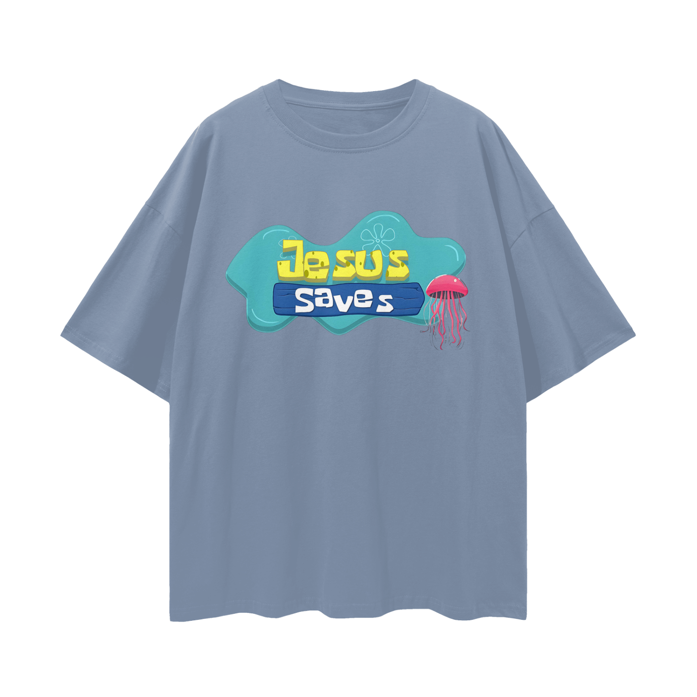 Religious Jesus Saves Spongebob Graphic Oversized T Shirt