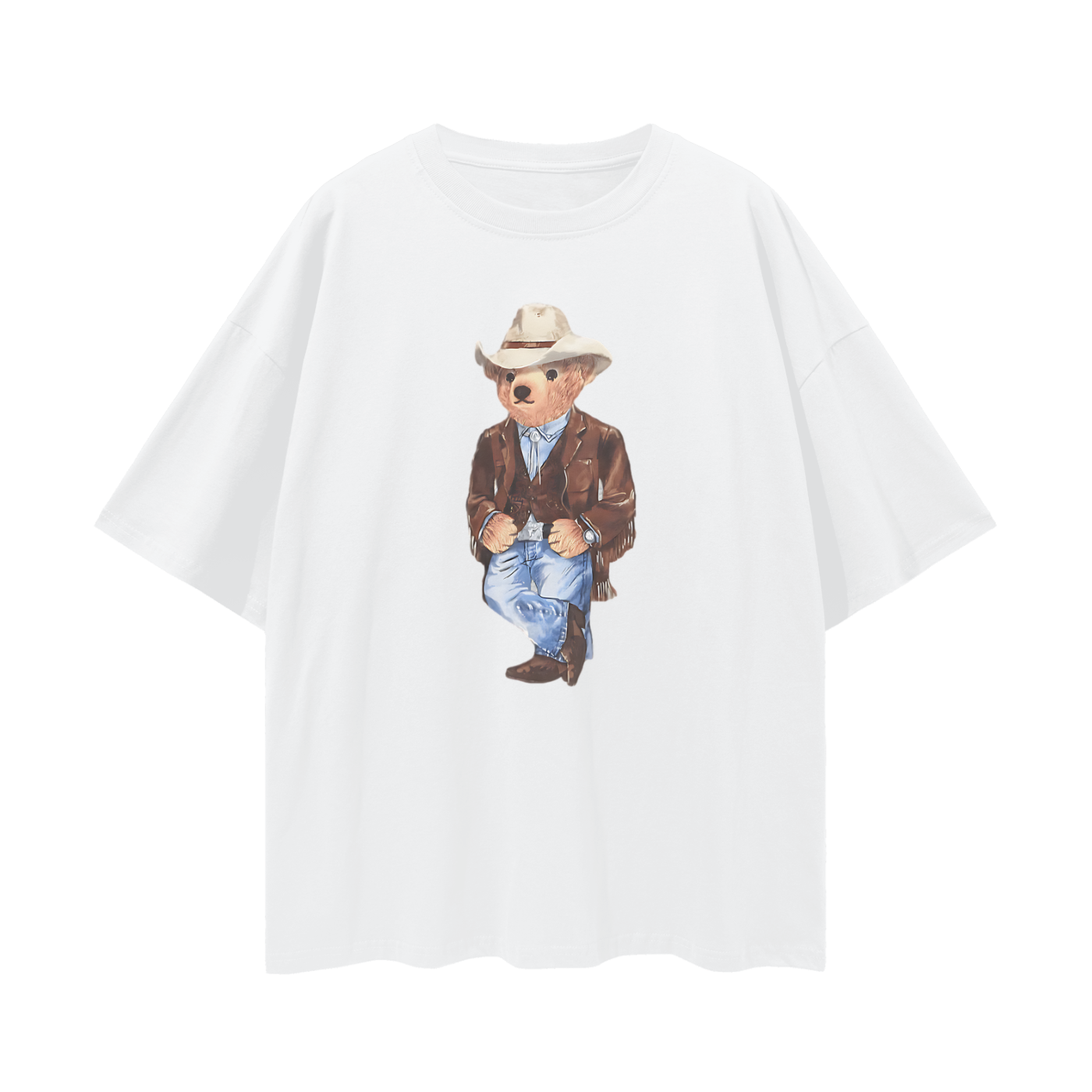 Vintage Like Polo Bear Cowboy Graphic Oversized T Shirt