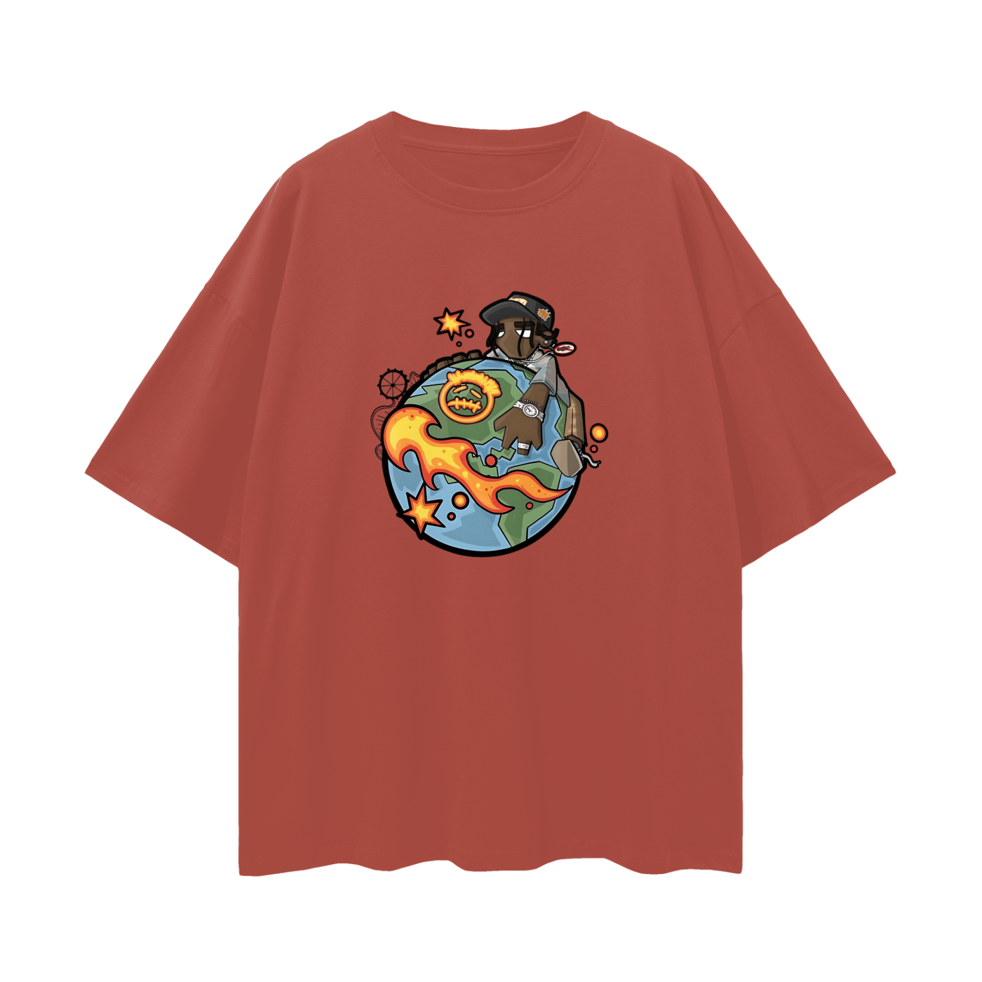 Travis Scott Cartoon World Like Graphic Oversized T Shirt