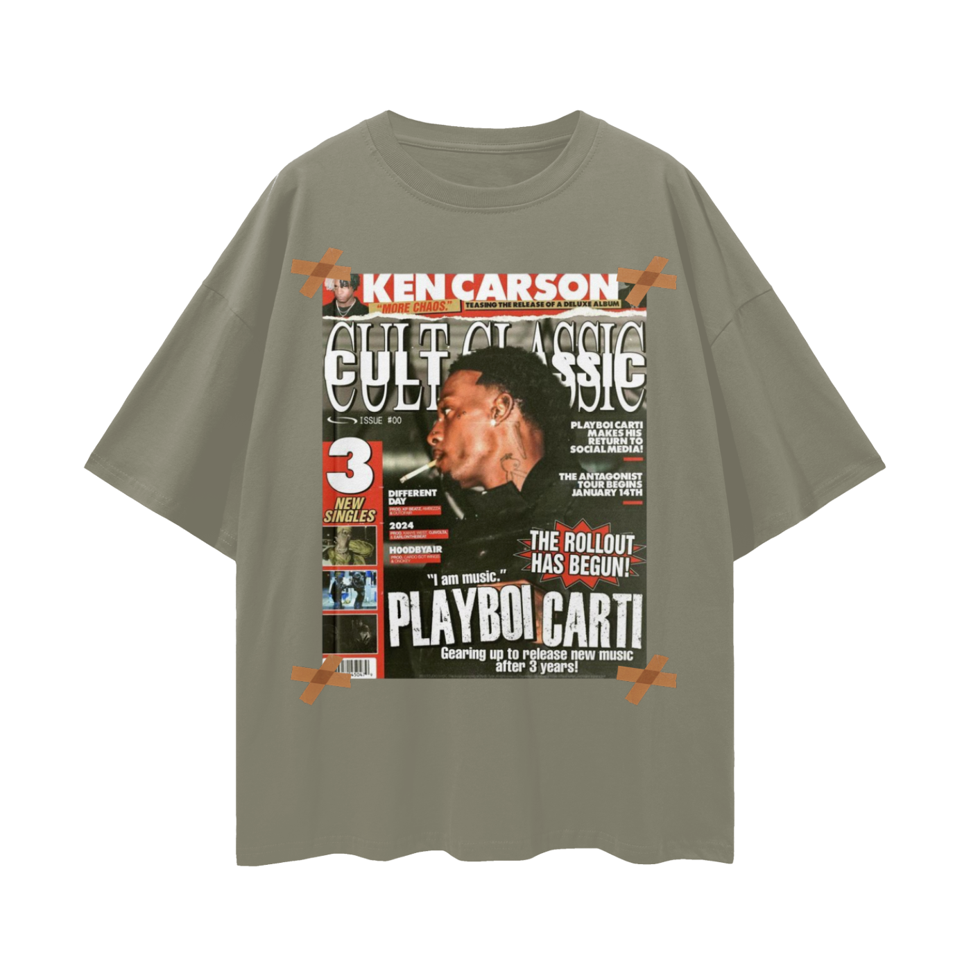 Playboi Carti x Ken Carson Magazine 90s Vintage Like Graphic Oversized T Shirt