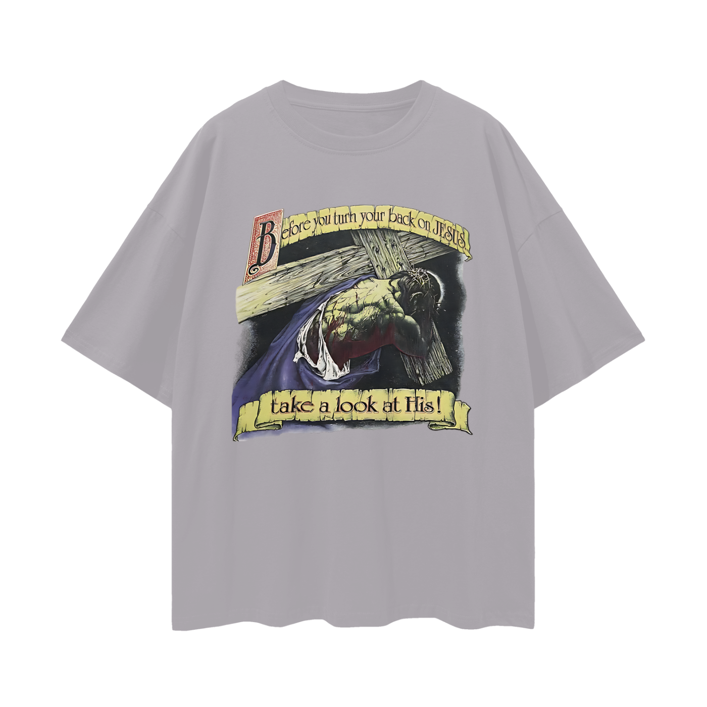 Religious Jesus Vintage Like Graphic Oversized T Shirt