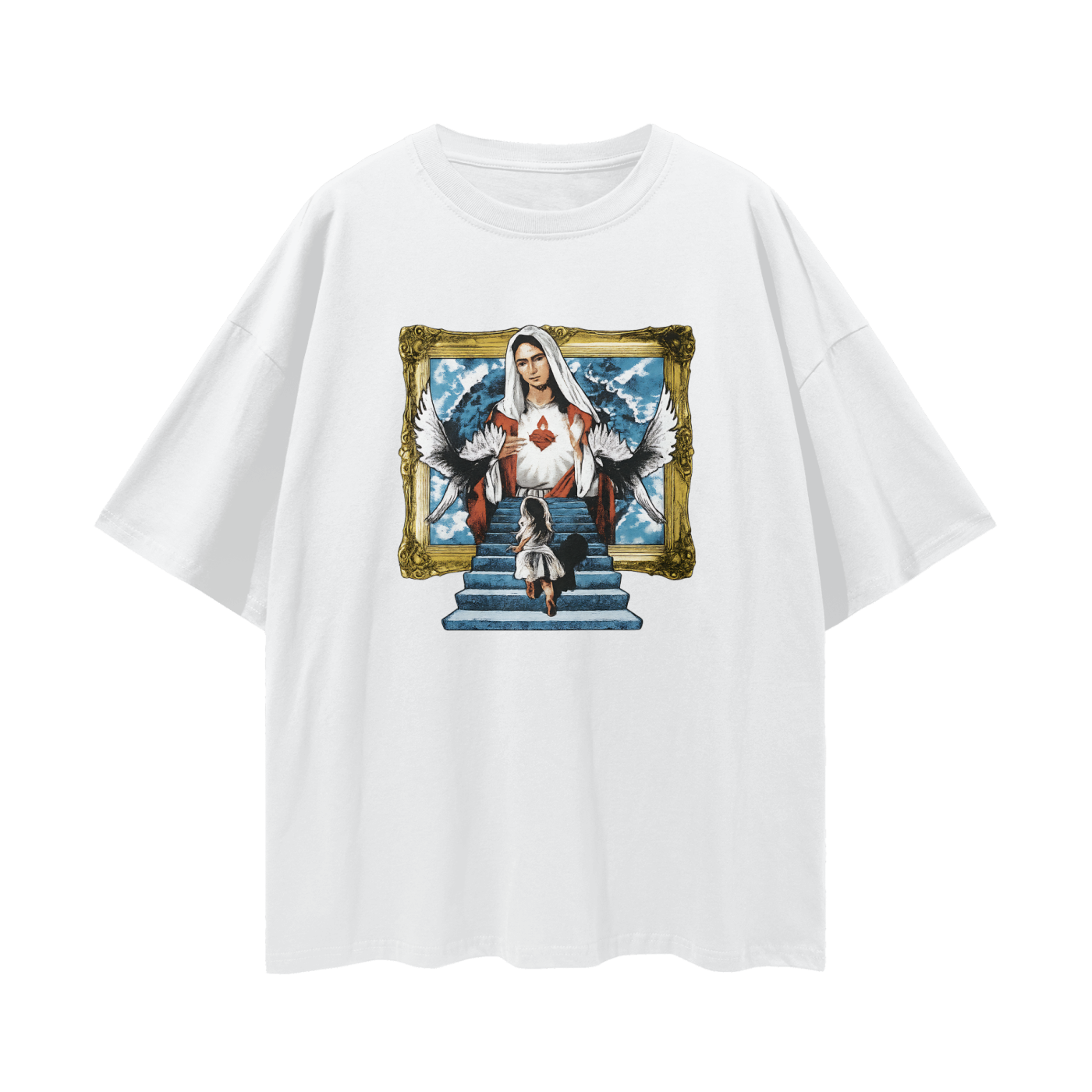 Religious Jesus Stairway To Heaven Graphic Oversized T Shirt