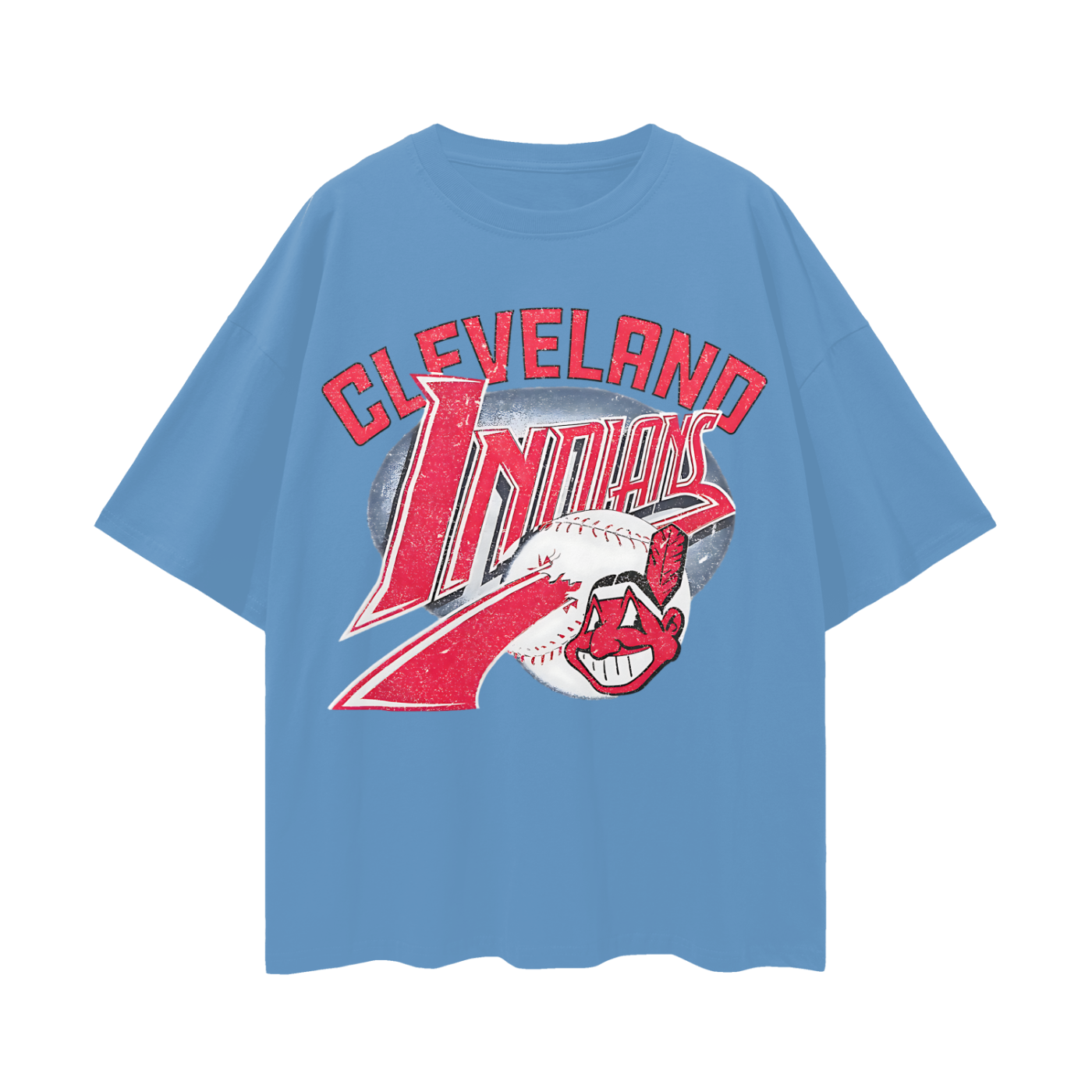 Vintage Like Cleveland Indians Baseball Graphic Oversized T Shirt