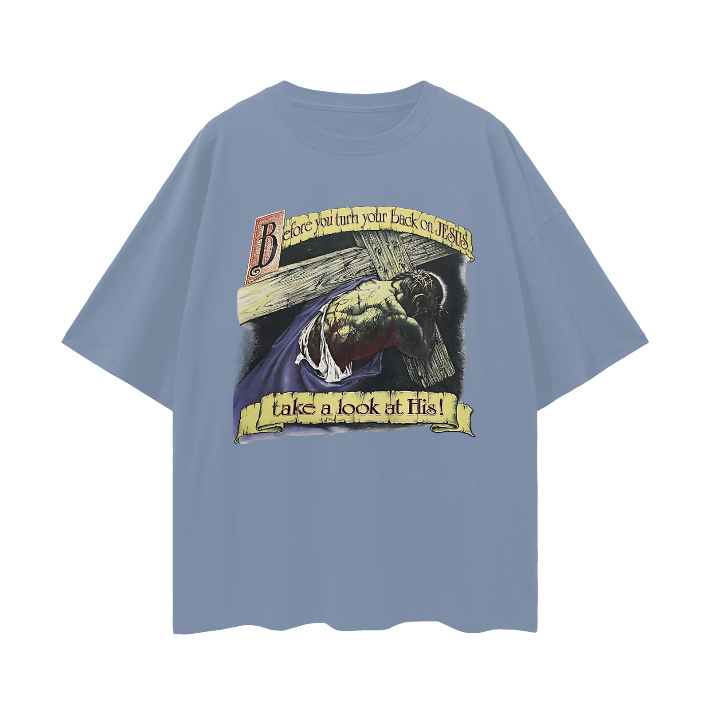 Religious Jesus Vintage Like Graphic Oversized T Shirt