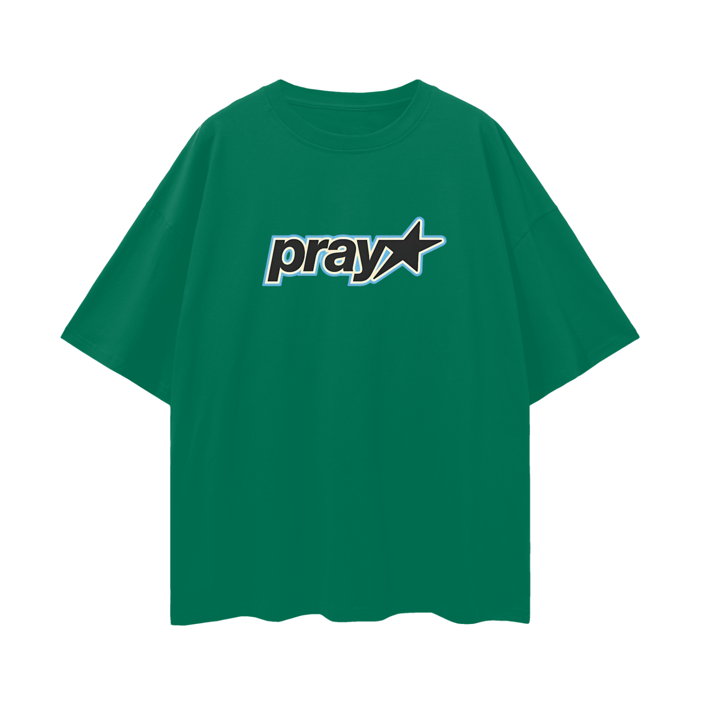 Religious Pray With Star Graphic Oversized T Shirt