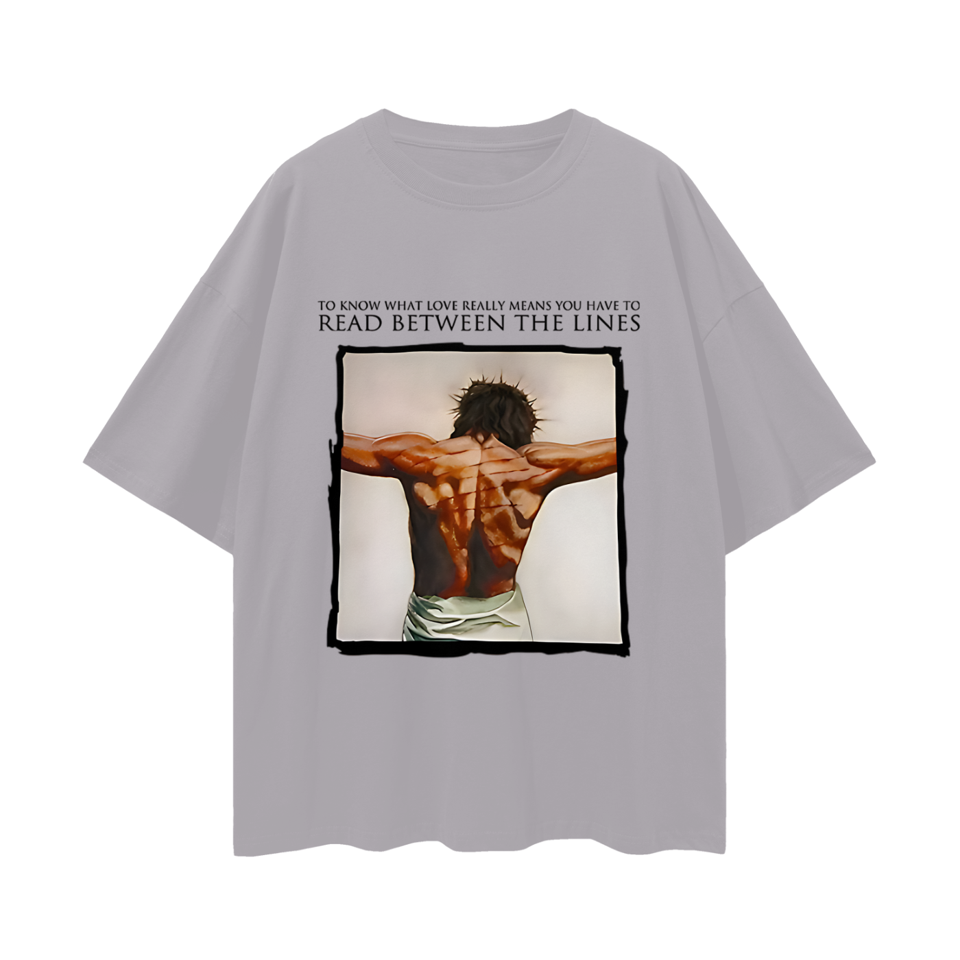 Religious Jesus Read Between The Lines Graphic Oversized T Shirt