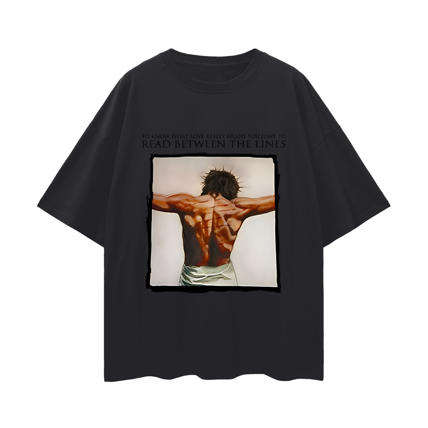 Religious Jesus Read Between The Lines Graphic Oversized T Shirt
