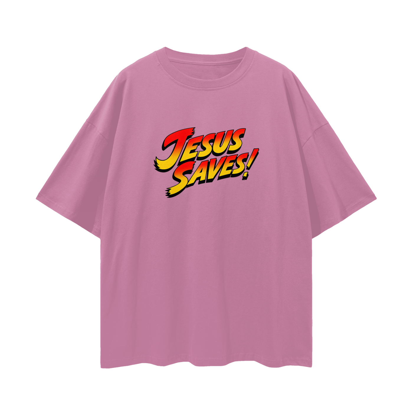 Religious Jesus Saves Street Fighter Like Graphic Oversized T Shirt
