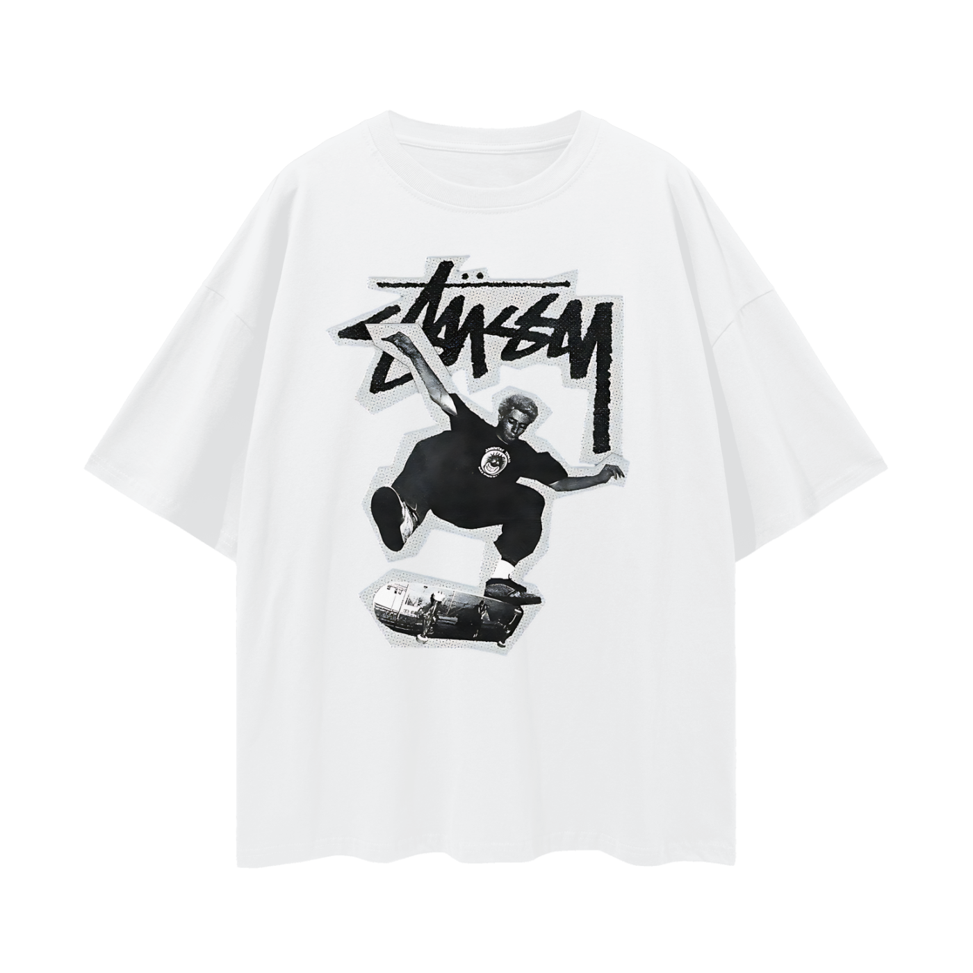 Vintage Like Stussy Skating Outlined Oversized T Shirt