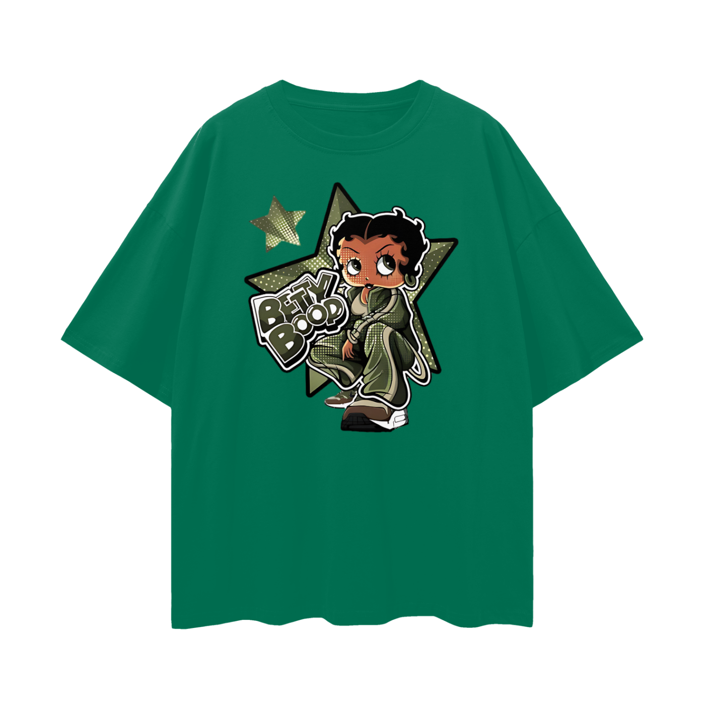 Vintage Like Betty Boop Camo Star Oversized T Shirt