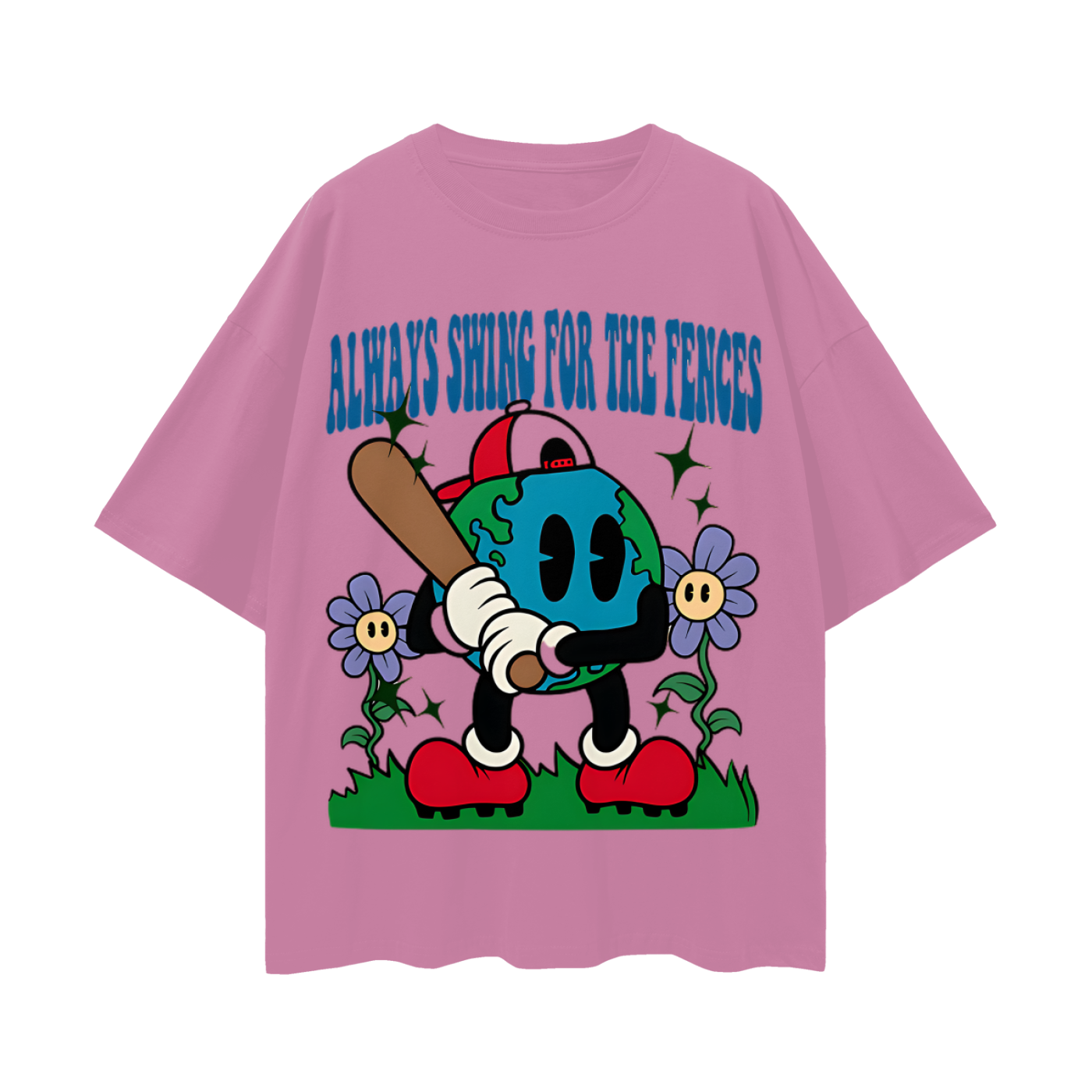 Swing For The Fences Baseball Graphic Oversized T Shirt