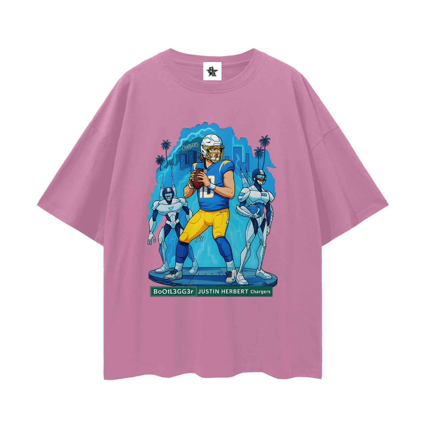 Vintage/Y2K Chargers Justin Herbert Downtown Bootlegger Oversized T Shirt