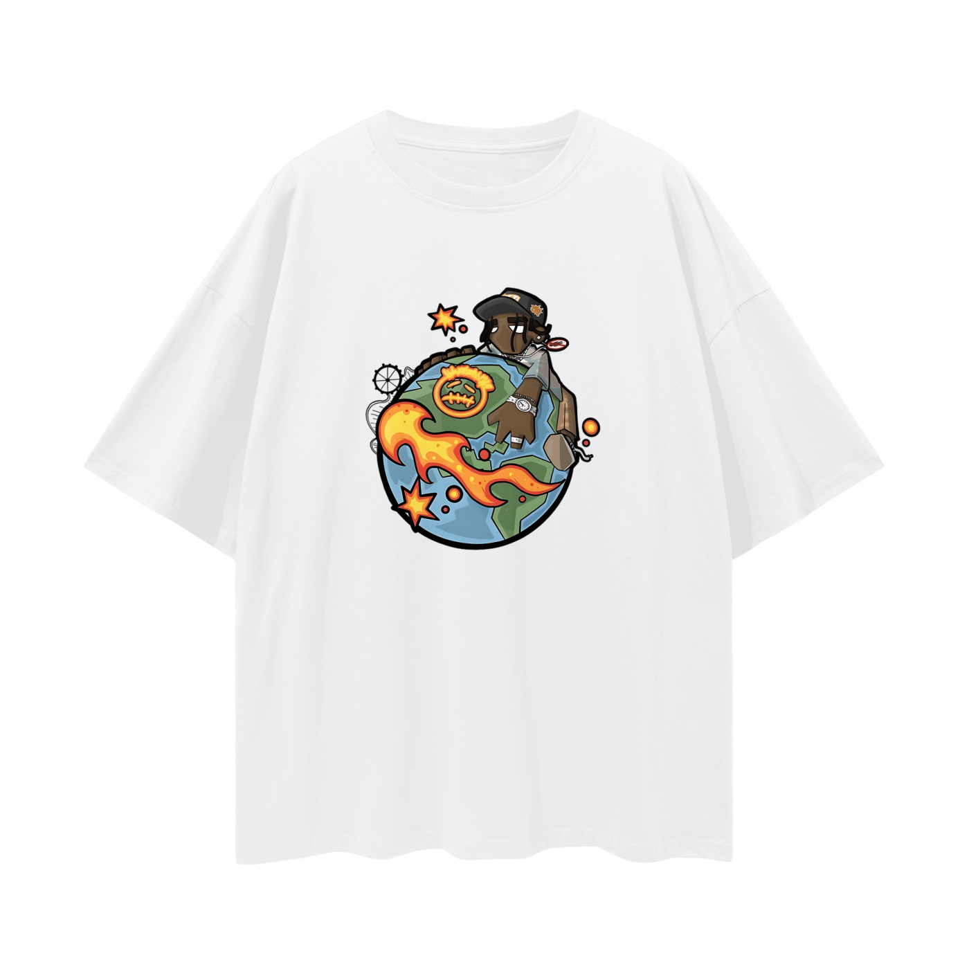 Travis Scott Cartoon World Like Graphic Oversized T Shirt