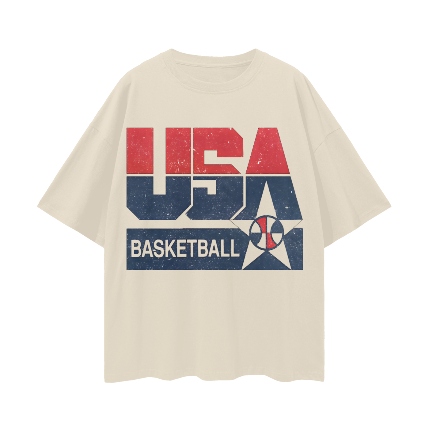 Vintage Like USA Basketball Graphic Oversized T Shirt
