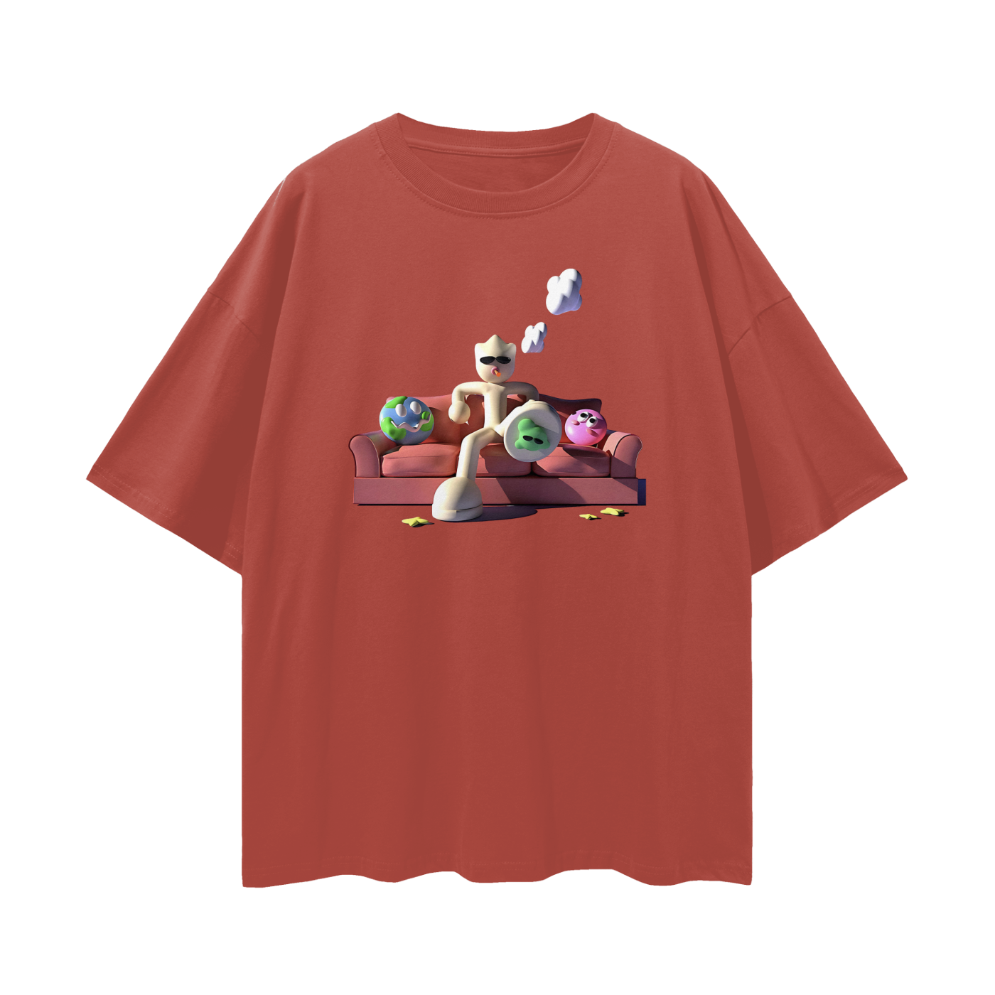 Clay Man On Couch Graphic Oversized T Shirt
