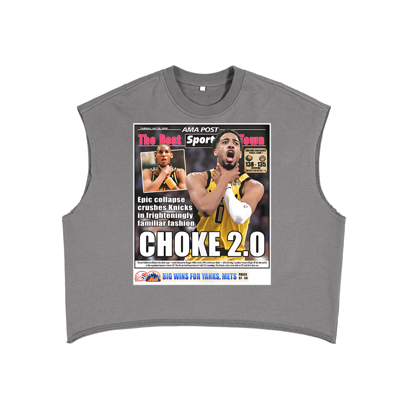 Tyrese Haliburton News Paper 90s Y2K Vintage Like Graphic Boxy Tank Top