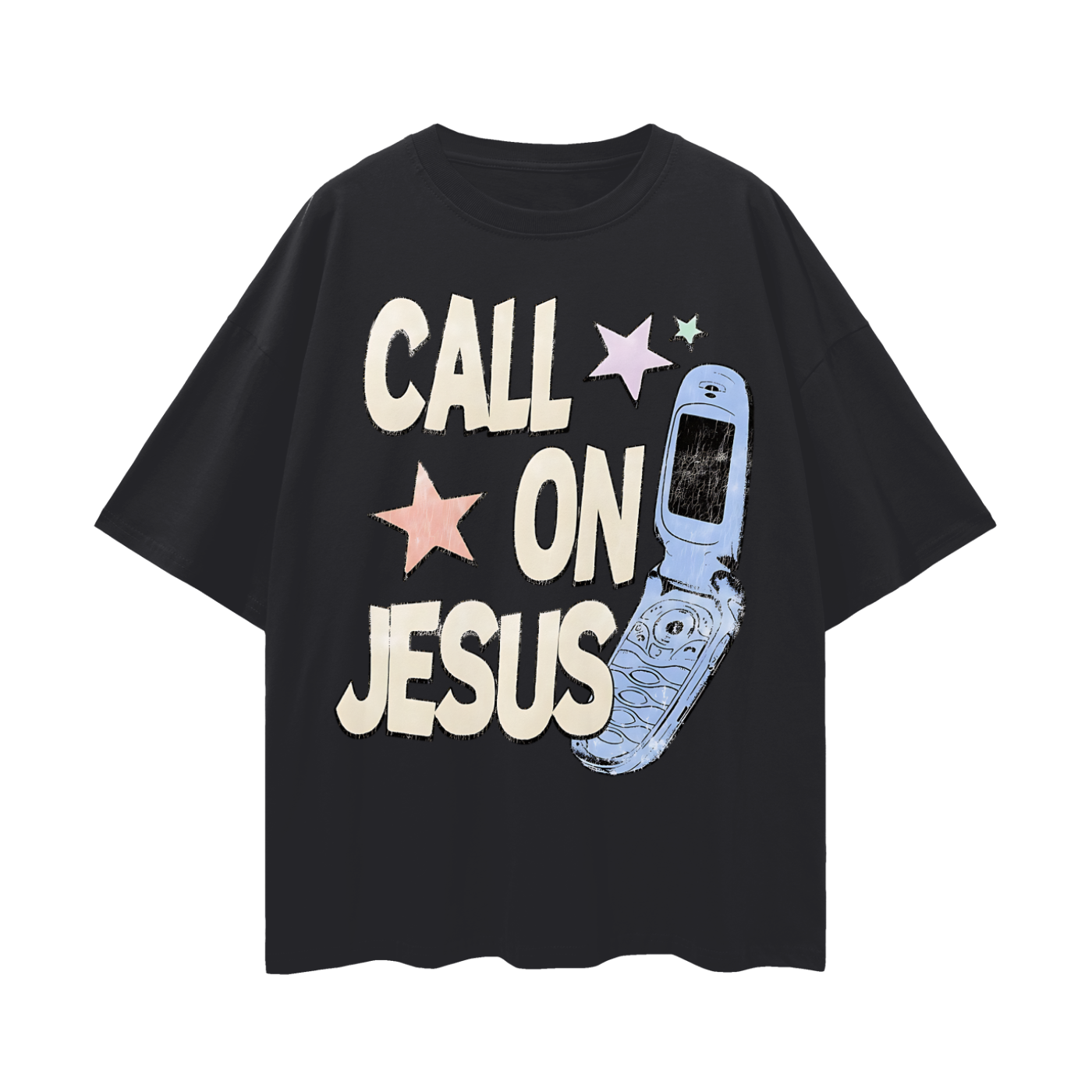 Religious Call On Jesus Graphic Oversized T Shirt