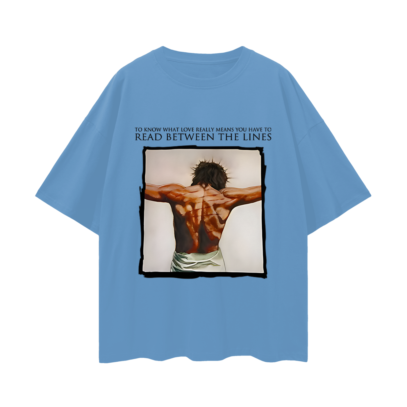 Religious Jesus Read Between The Lines Graphic Oversized T Shirt