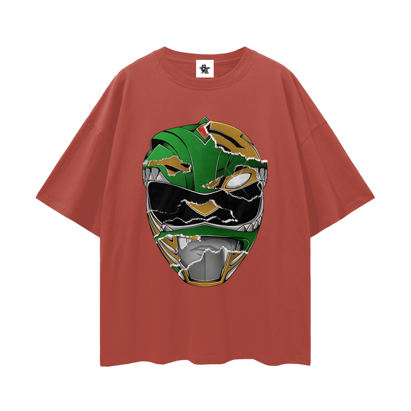 Vintage/Y2K Green Power Ranger Mask Oversized T Shirt