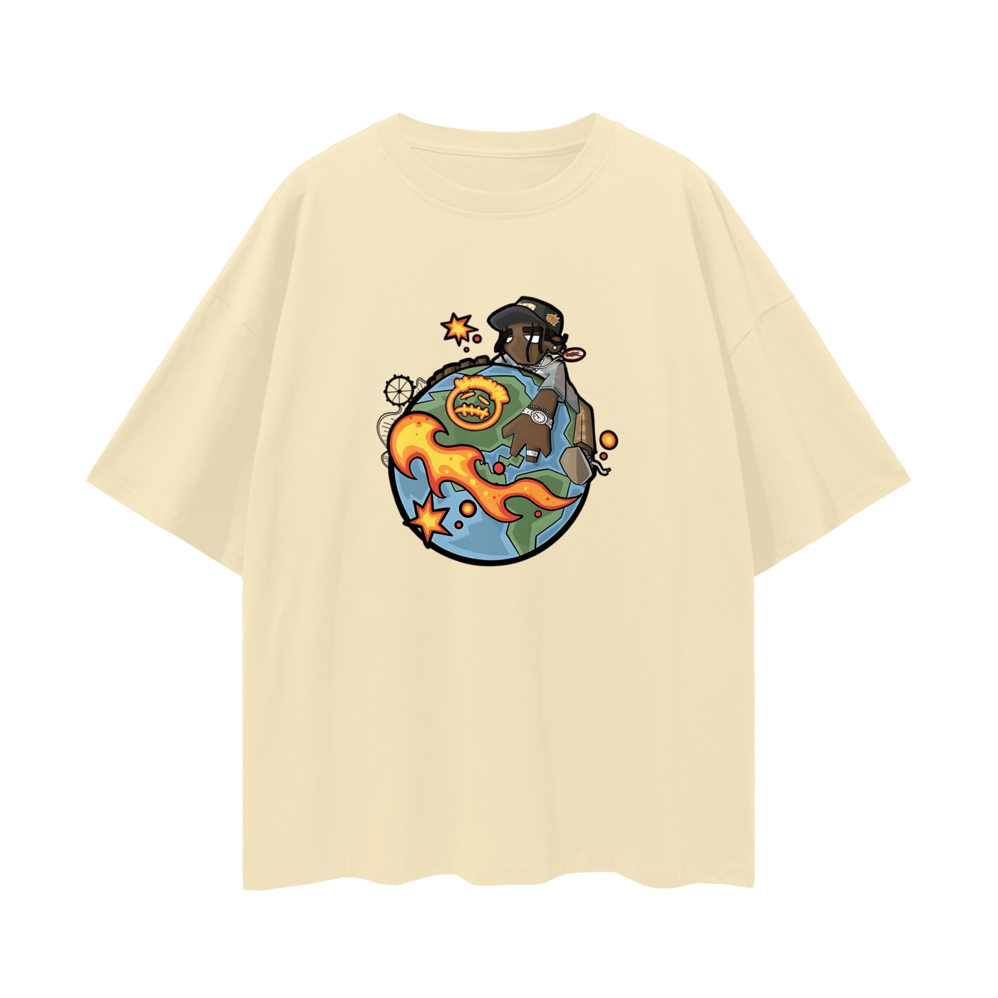 Travis Scott Cartoon World Like Graphic Oversized T Shirt