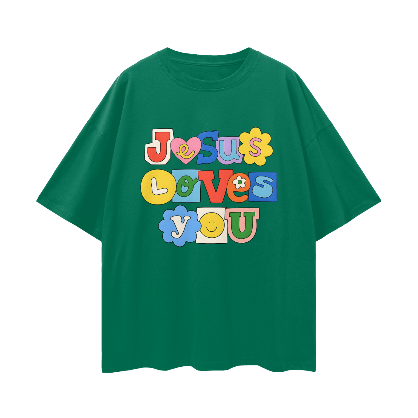 Religious Jesus Loves You Graphic Oversized T Shirt