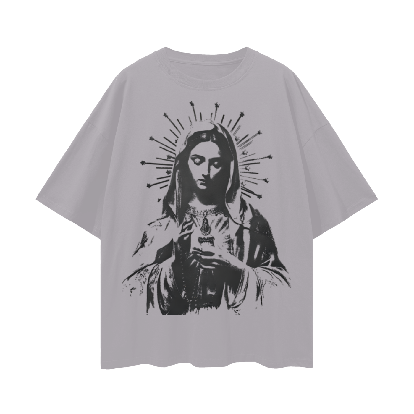 Religious Jesus Virgen Mary Graphic Oversized T Shirt