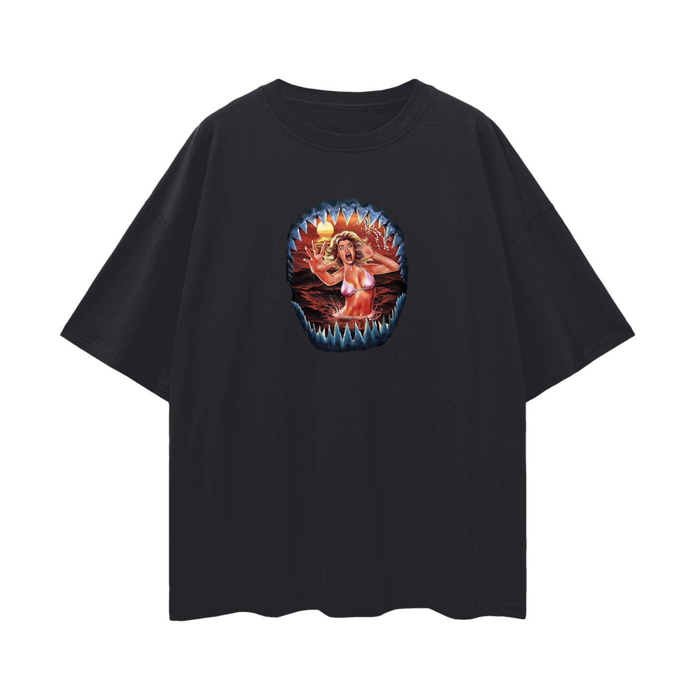 Vintage Like Shark Attack Oversized T Shirt