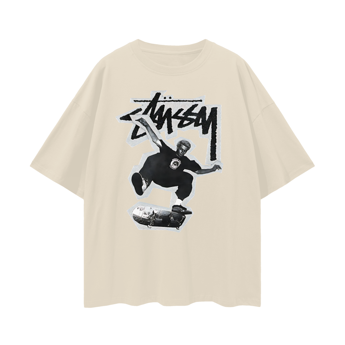 Vintage Like Stussy Skating Outlined Oversized T Shirt