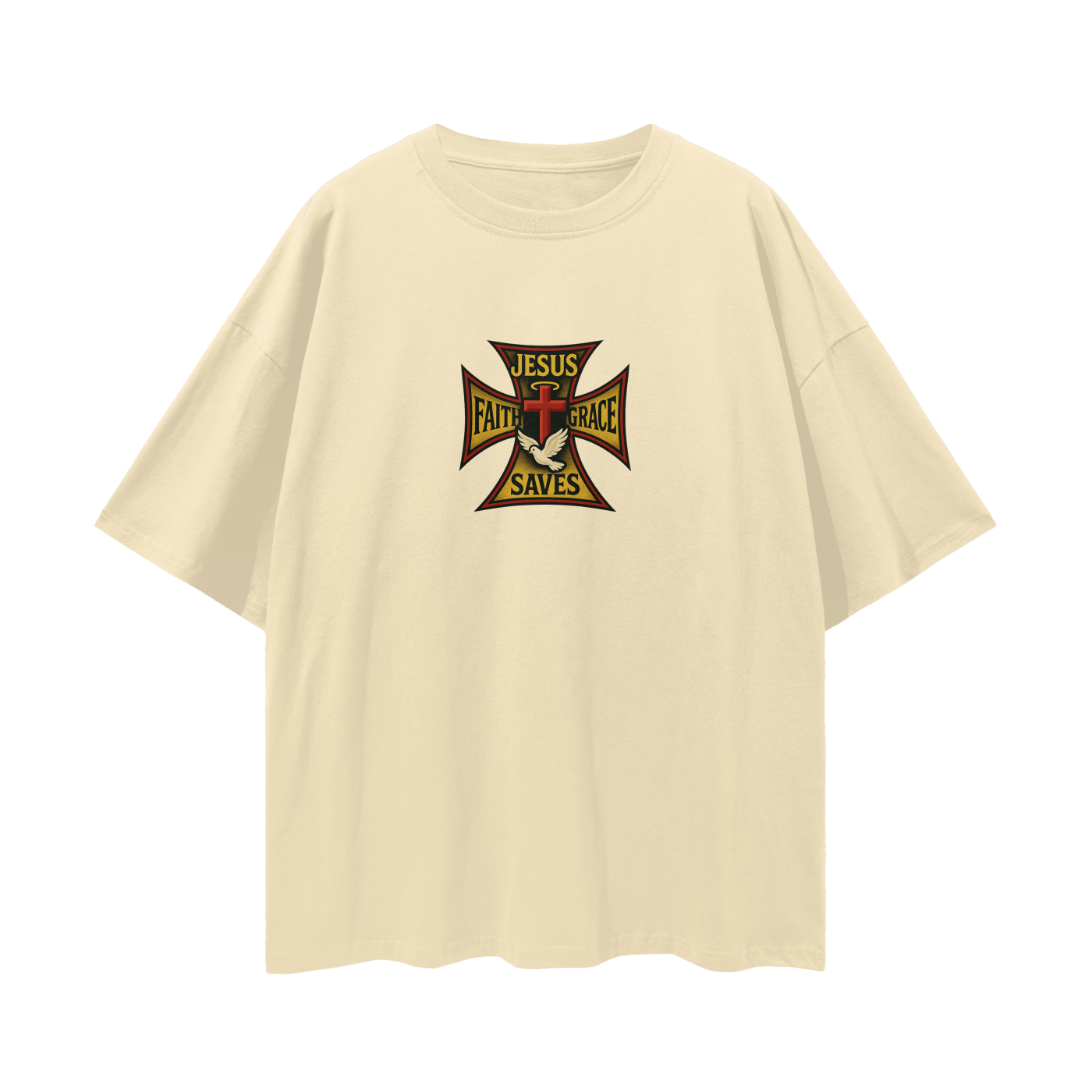 Religious Jesus Saves West Coast Choppers Like Graphic Oversized T Shirt