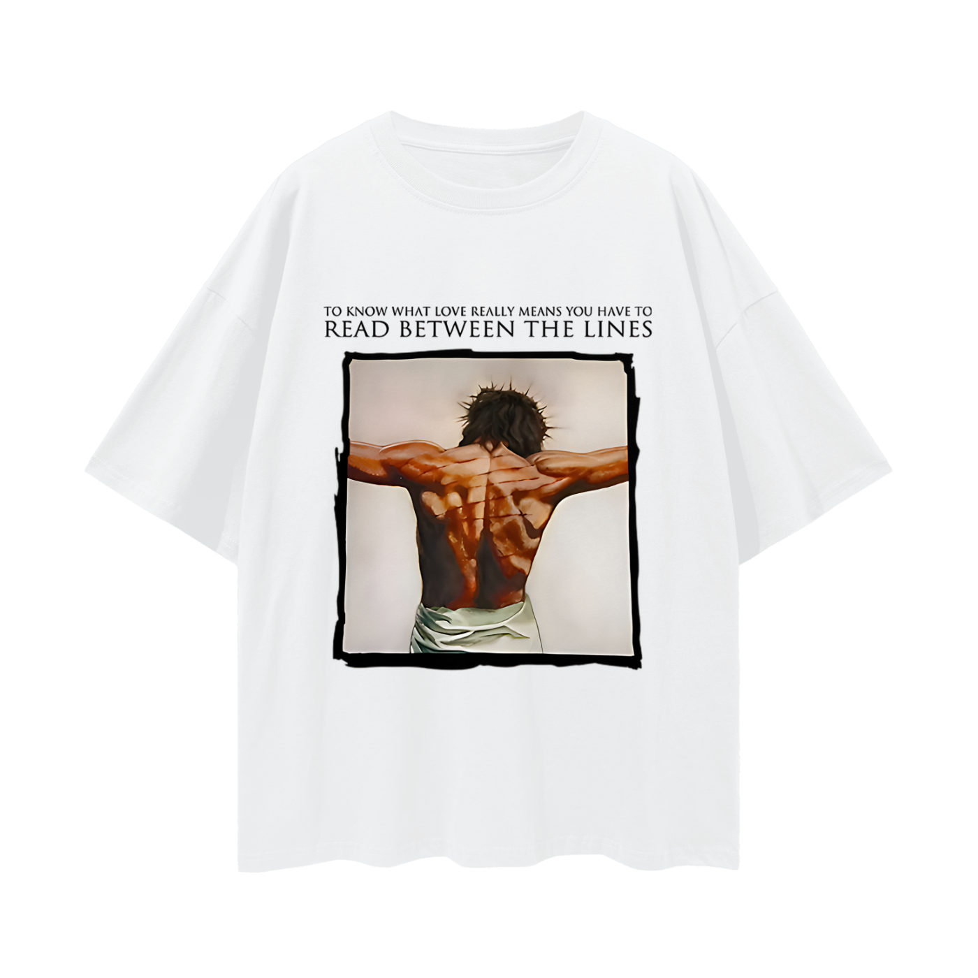 Religious Jesus Read Between The Lines Graphic Oversized T Shirt