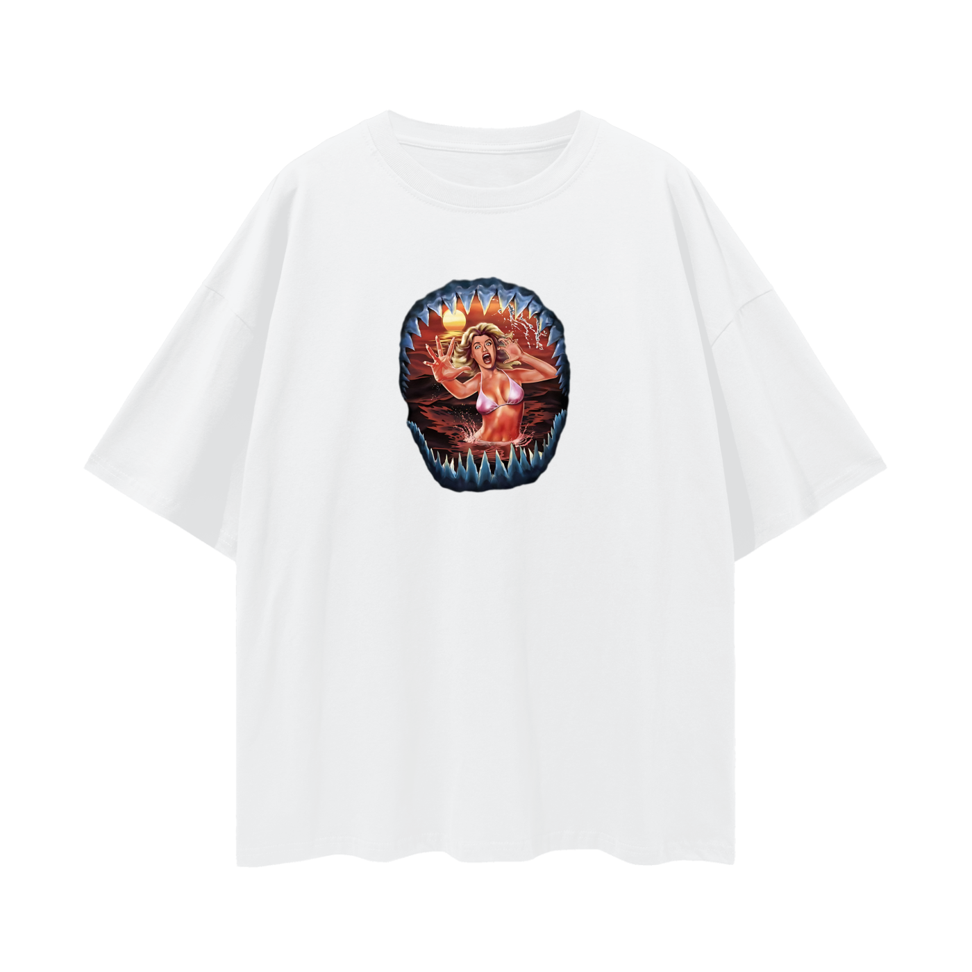 Vintage Like Shark Attack Oversized T Shirt