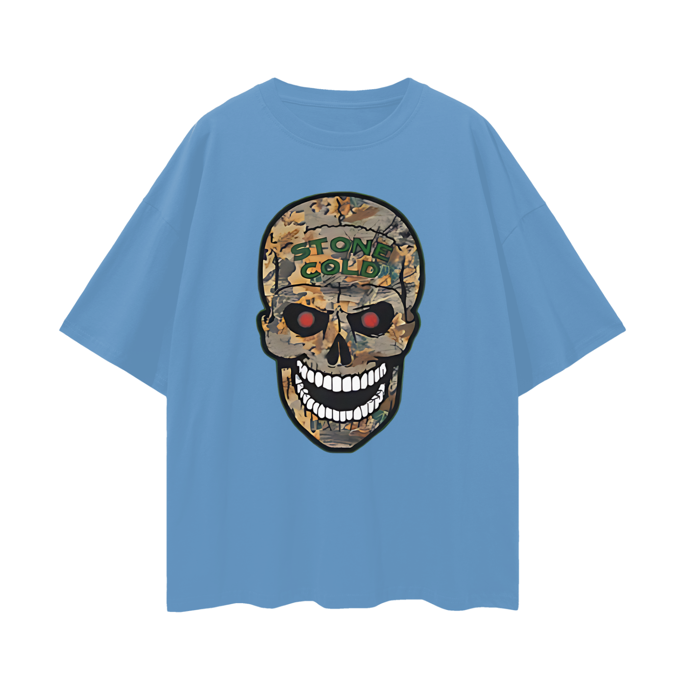 Vintage Like Camo Skull Cold Stone Steve Austin Oversized T Shirt