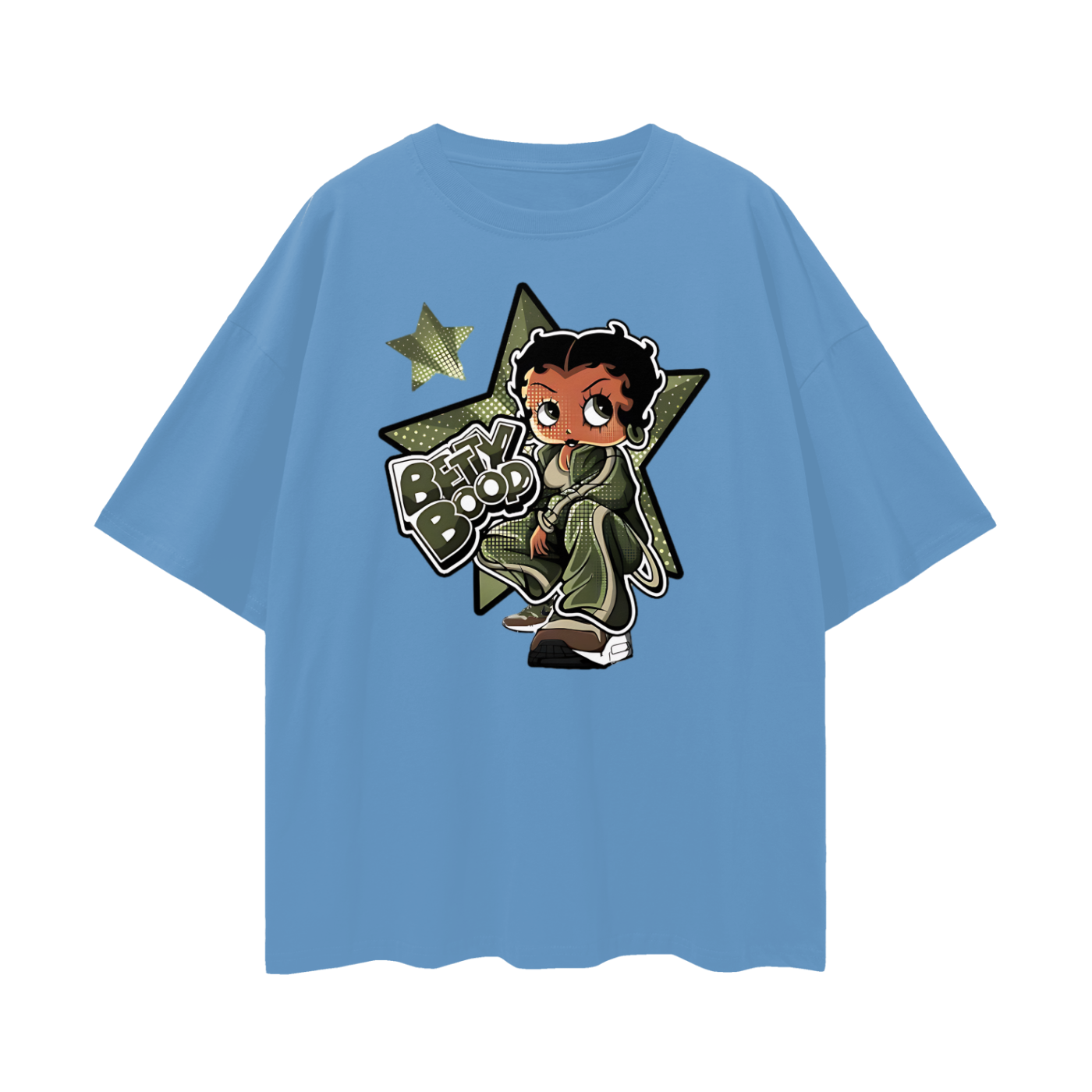 Vintage Like Betty Boop Camo Star Oversized T Shirt