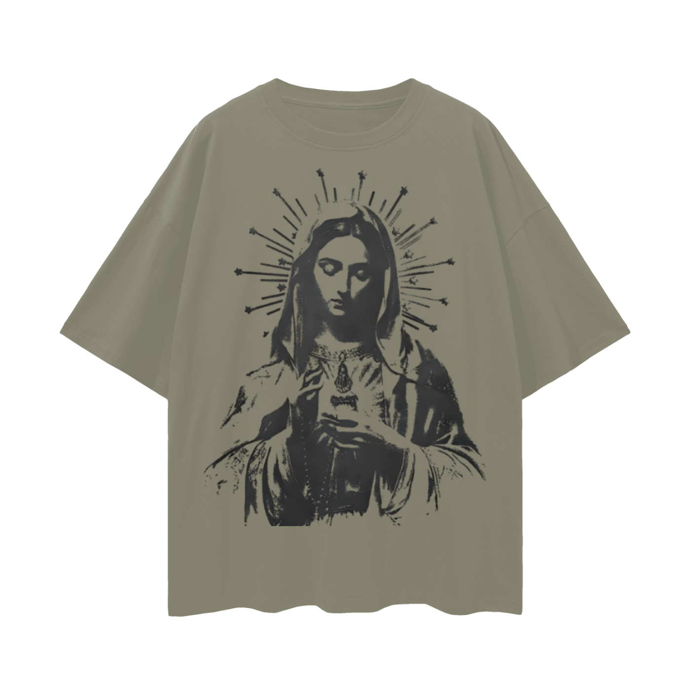 Religious Jesus Virgen Mary Graphic Oversized T Shirt