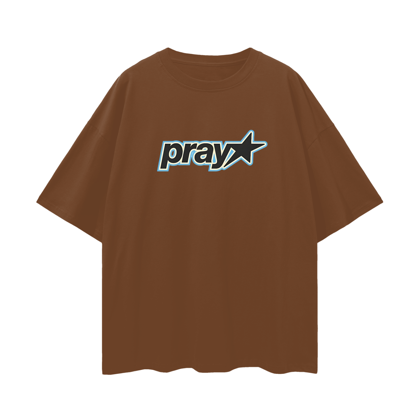 Religious Pray With Star Graphic Oversized T Shirt