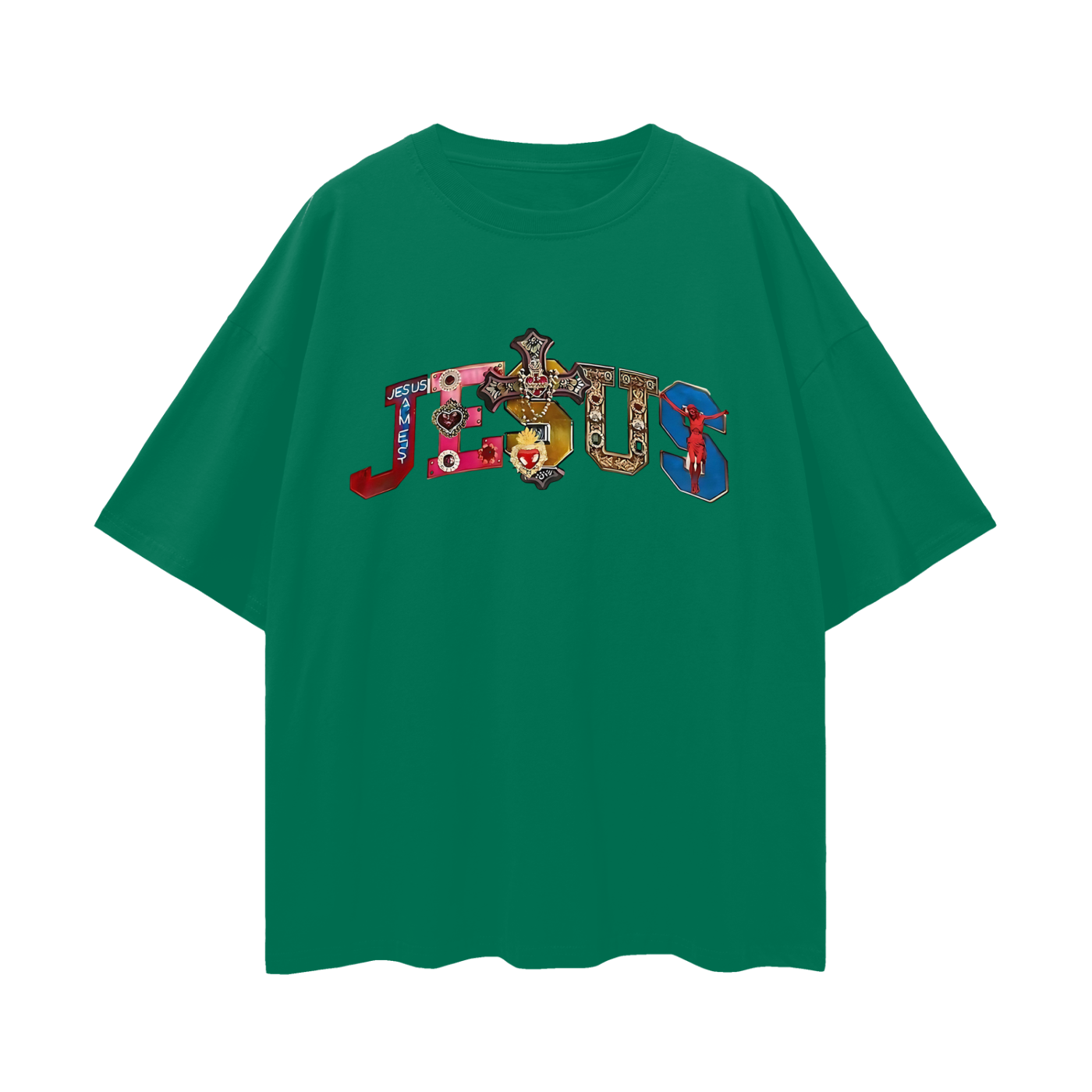 Religious Jesus Spell Out Graphic Oversized T Shirt