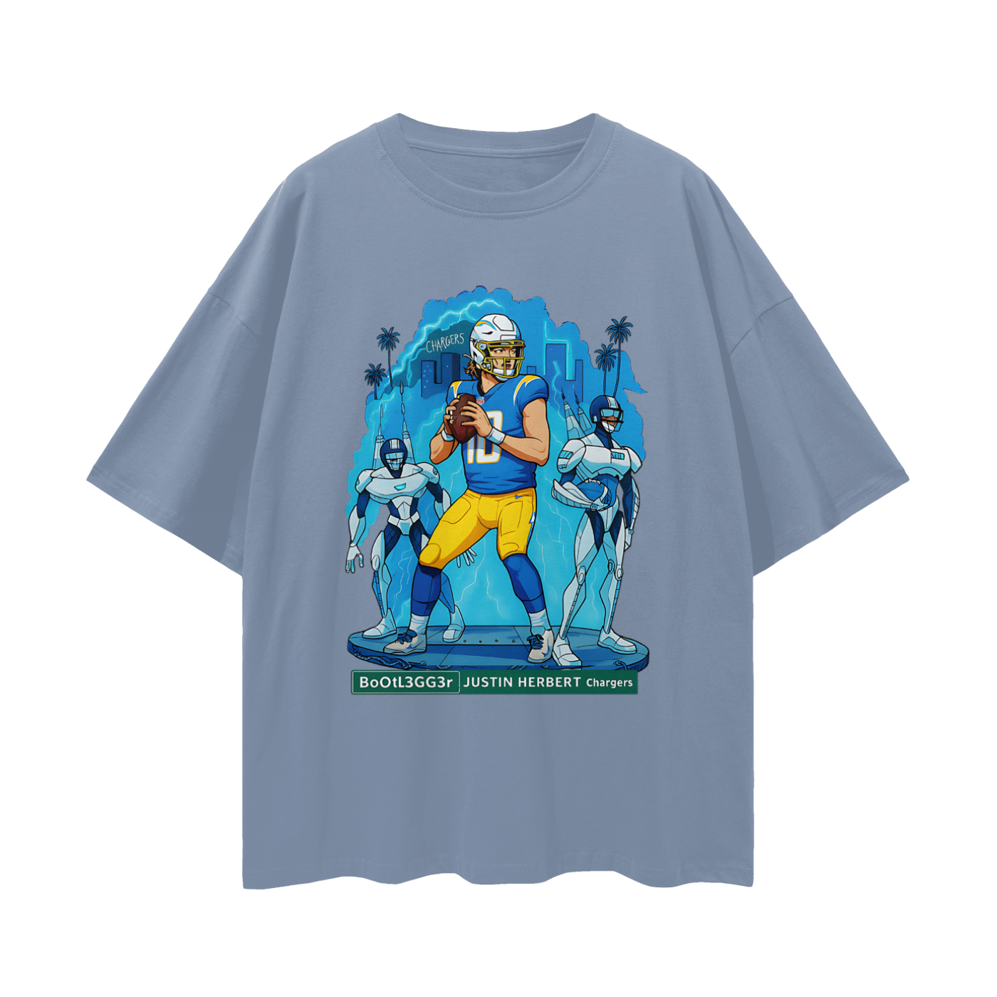 Vintage/Y2K Chargers Justin Herbert Downtown Bootlegger Oversized T Shirt