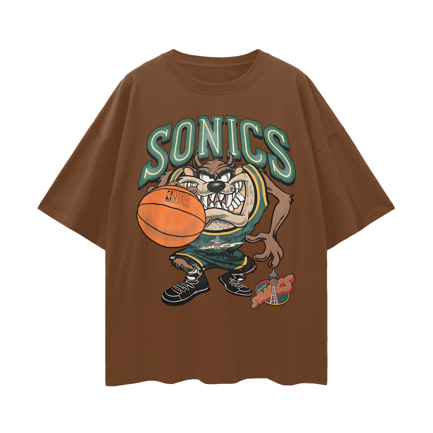Seattle Sonics Taz The Tasmania Devil 90s Vintage Like Graphic Oversized T Shirt
