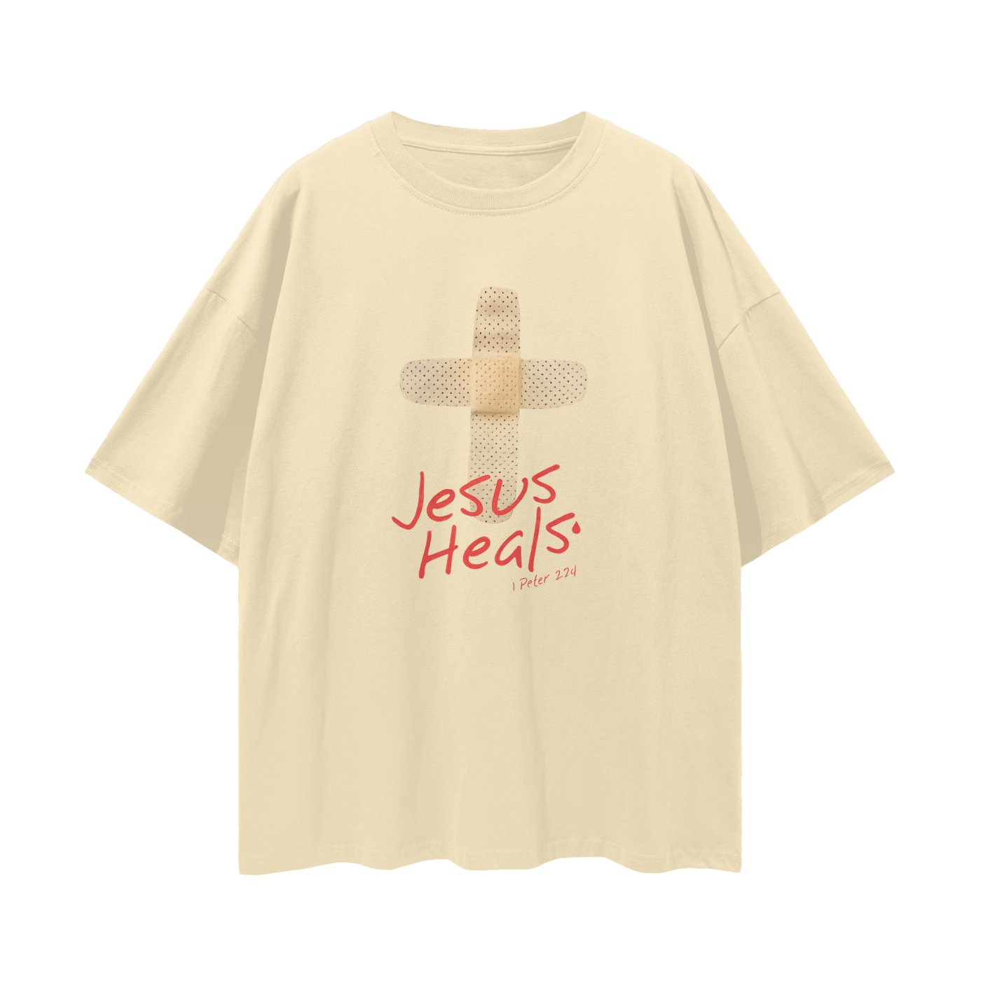 Religous Vintage/Y2K Jesus Heals Band Aid Oversized T Shirt