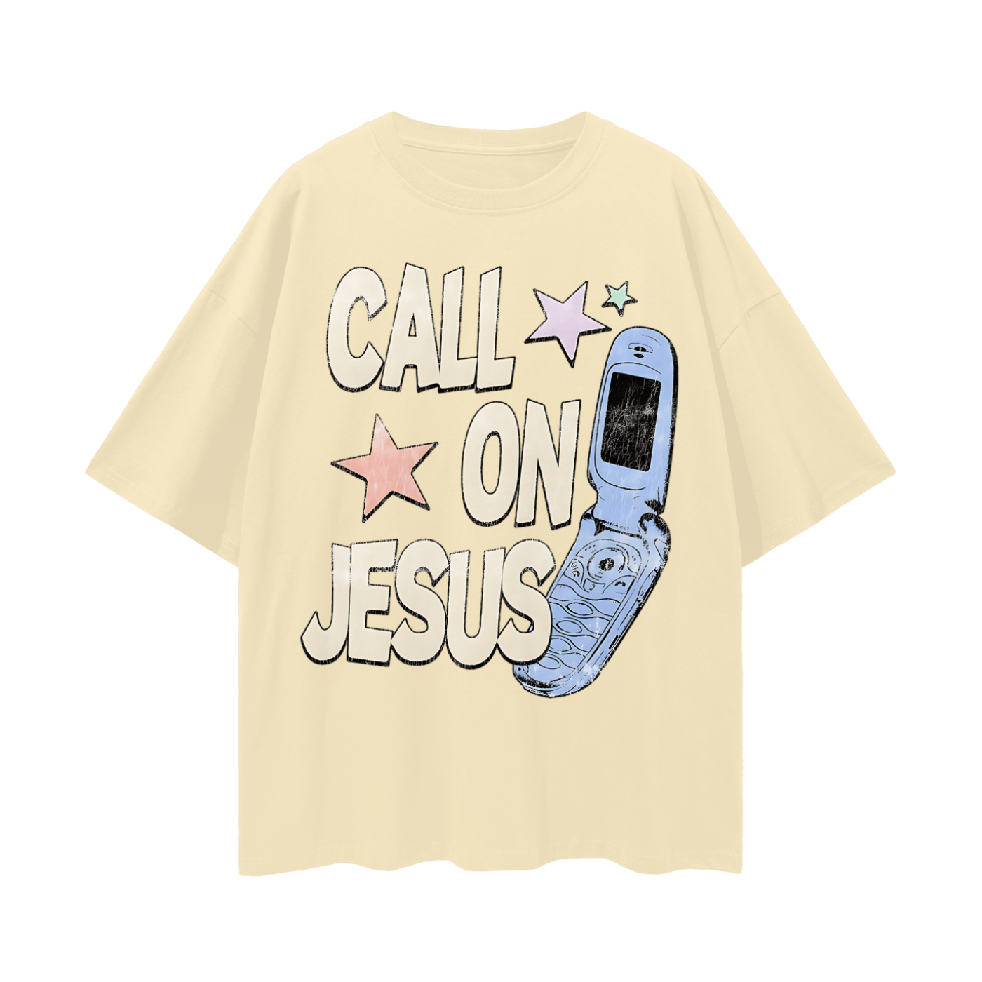 Religious Call On Jesus Graphic Oversized T Shirt