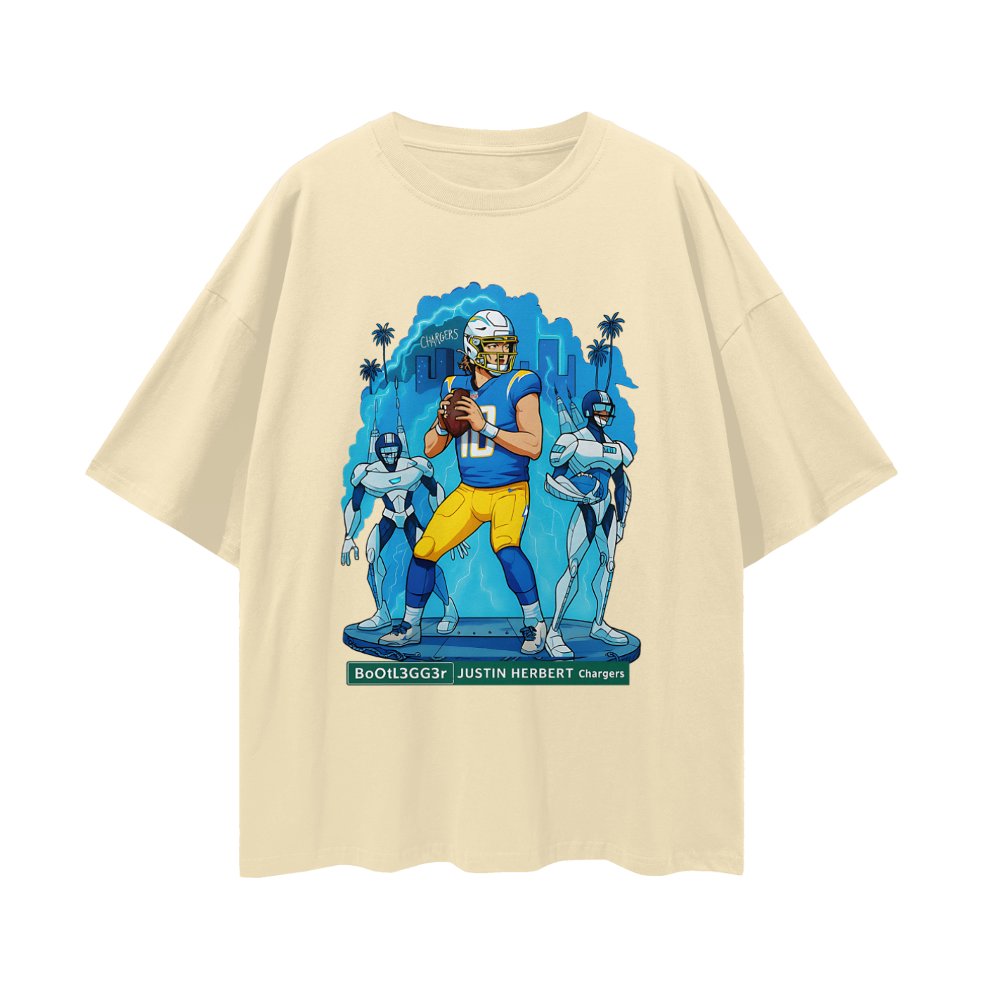 Vintage/Y2K Chargers Justin Herbert Downtown Bootlegger Oversized T Shirt