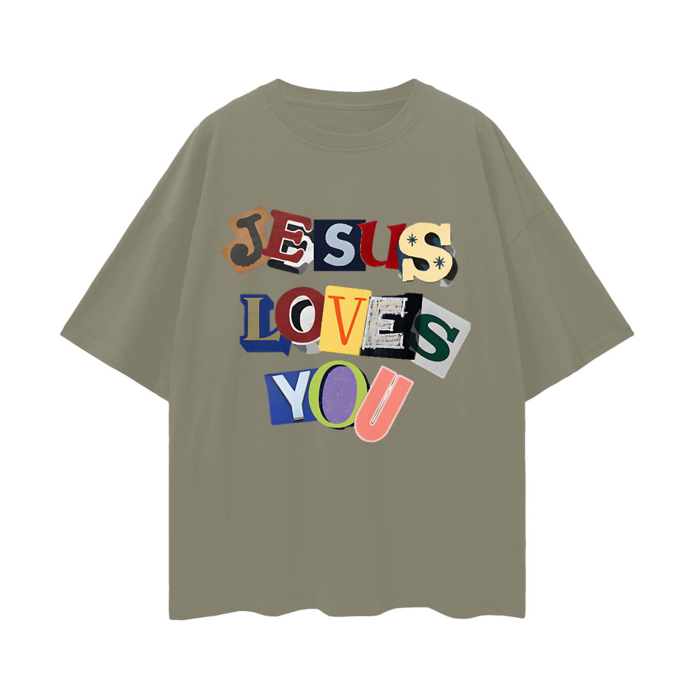 Religious Jesus Loves You Graphic Oversized T Shirt